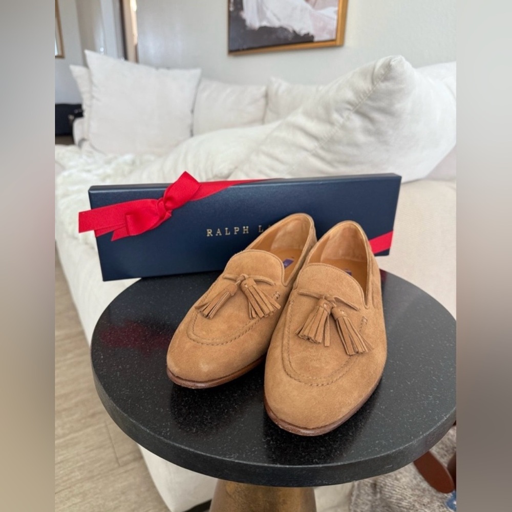 Ralph Lauren Women’s Tan Suede Tassel Loafers